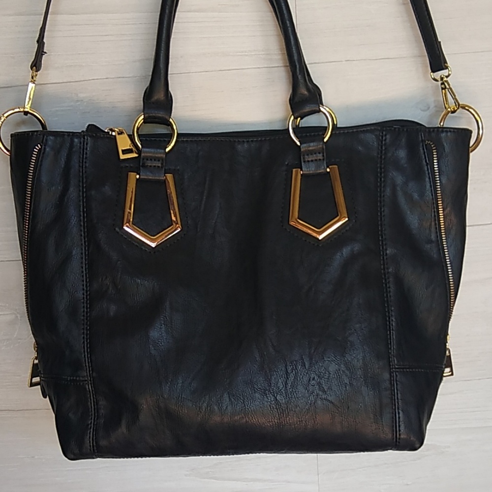 💝Apt.9💝Black/Gold💝Faux Leather Tote Crossbody EUC